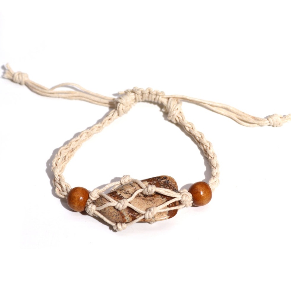 🌙 B9 - Gemstone Bracelet Cord- Natural macrame